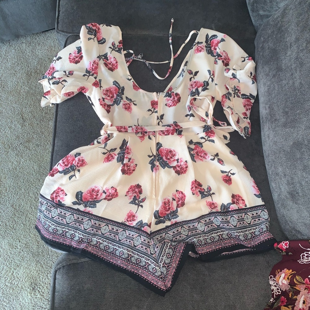 Light pink floral romper